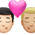 👨🏻‍❤️‍💋‍👨🏼 kiss: man, man, light skin tone, medium-light skin tone display on Apple